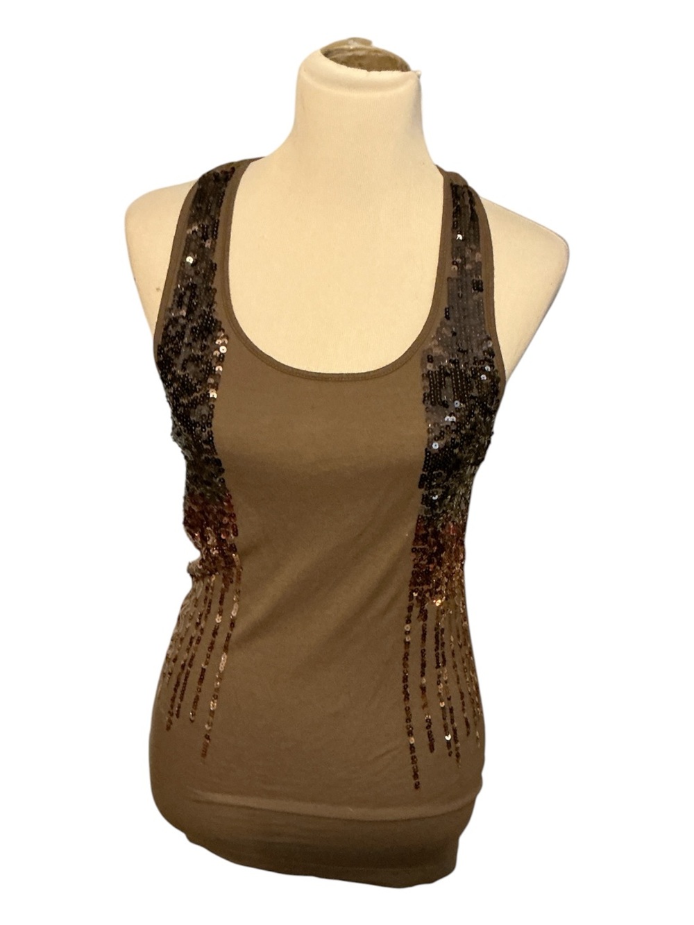 Rue21 Brown Sequin Racerback Tank Top